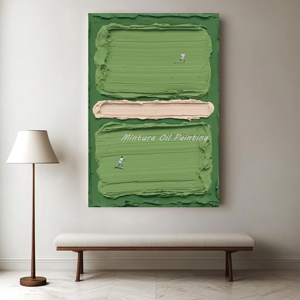 Badminton Quotes - Mintura, Handpaintd 추상 질감 녹색 테니스