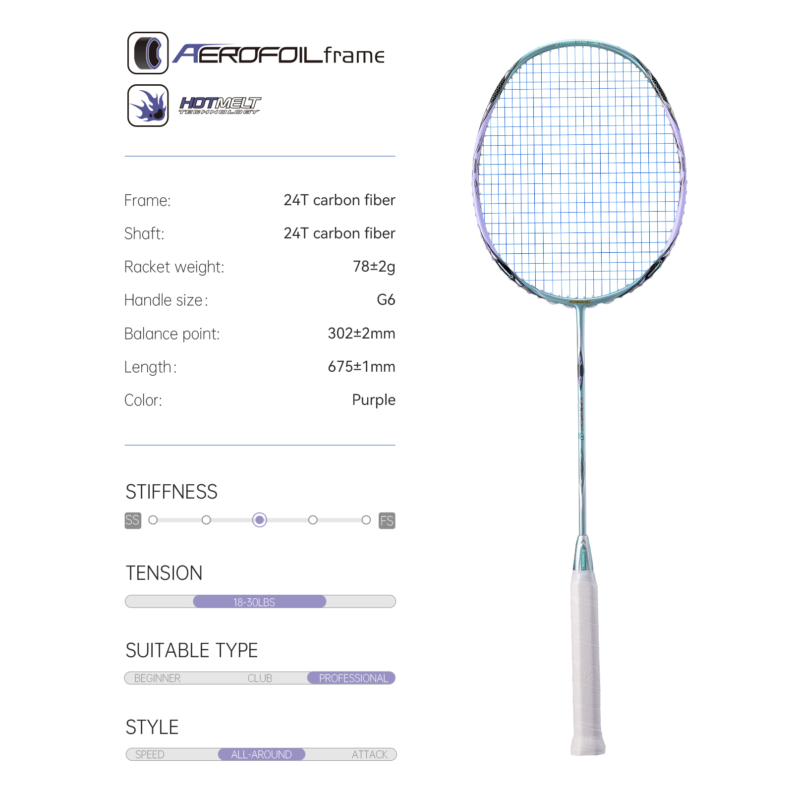 가와사키 배드민턴 라켓 전문 5U 초경량 탄소 섬유 배 - Badminton Bwf 리뷰 및 가격
